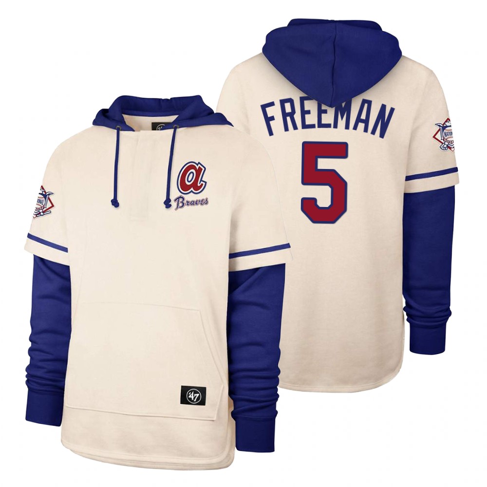 Men Atlanta Braves #5 Freeman Cream 2021 Pullover Hoodie MLB Jersey->milwaukee brewers->MLB Jersey